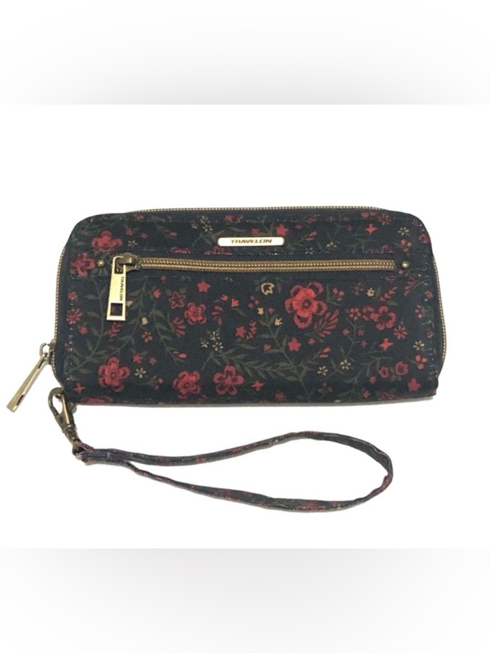 Travelon RFID Blocking Wallet Floral Red Black